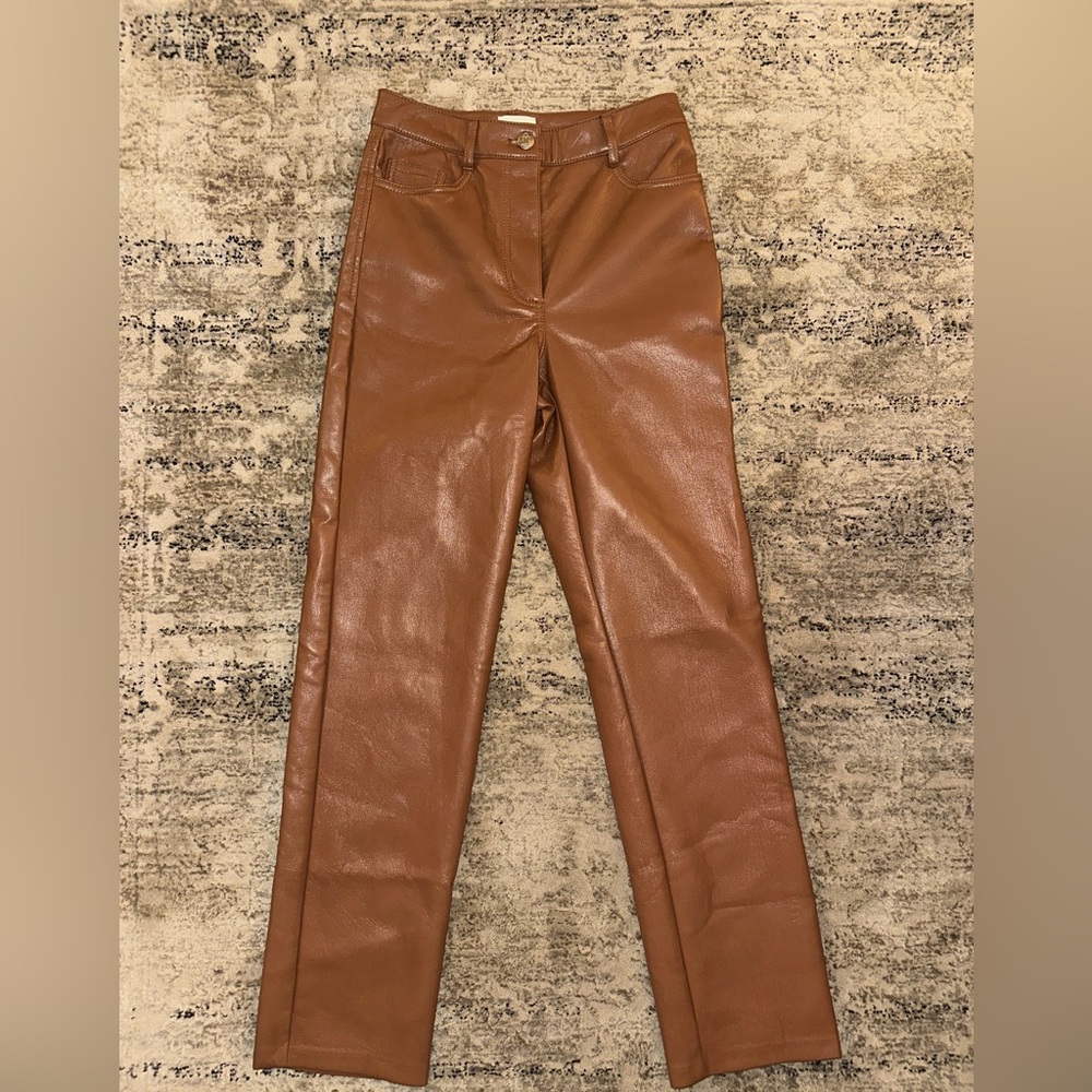 Aritzia Wilfred Light Brown Leather Pants